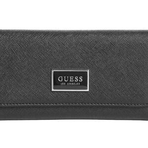 GUESS Abree Logo Saffiano Jet Black Slim Wallet